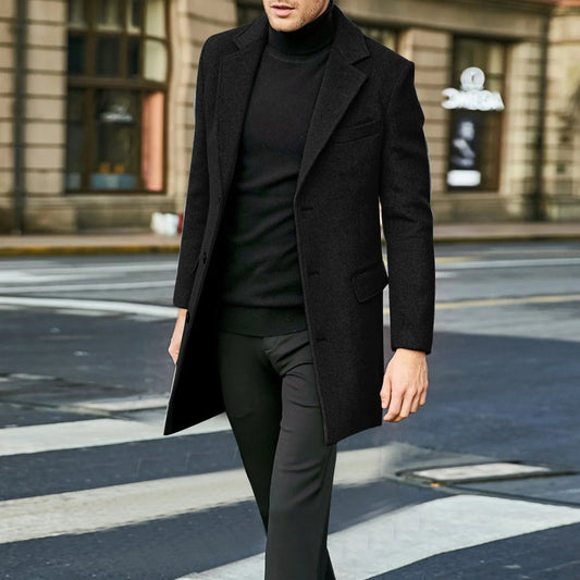 Image of Kendall | Men's Mid-Length Notched Lapel Overcoat