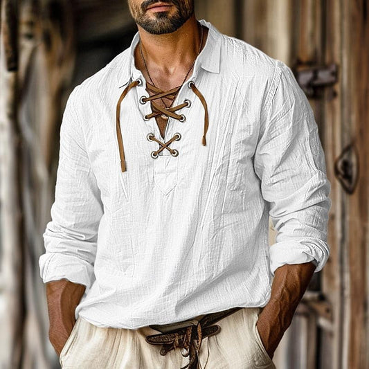 Image of Logan | Men's Lace-Up Long Sleeve Shirt