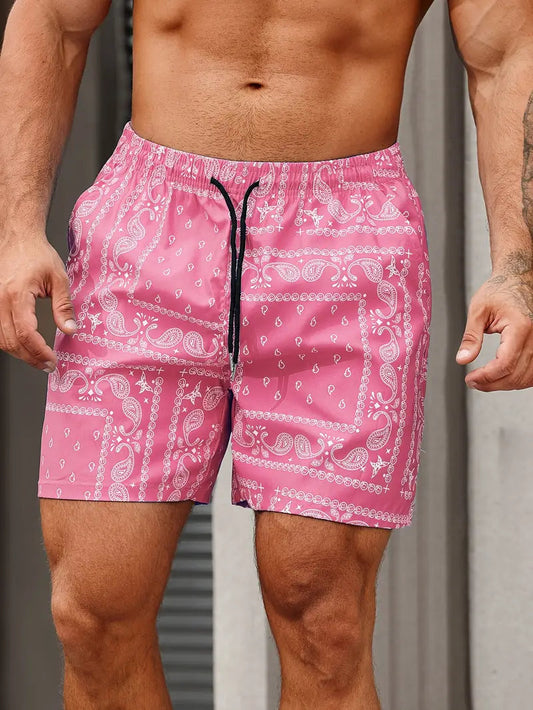 Image of Nevin | Men's Patterned Drawstring Casual Shorts