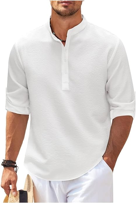 Image of Reece | Men's Grandad Collar Casual Shirt