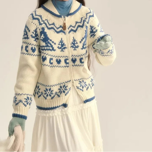 Image of Susan | Women's Zip-Up Fair Isle Cardigan