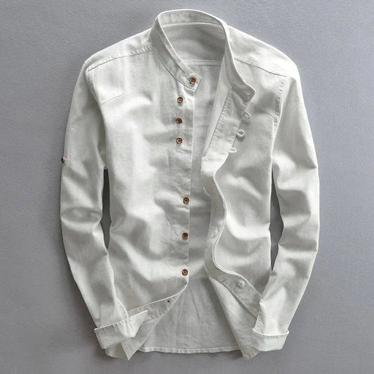 Image of Timothy | Men's Mandarin Collar Button-Down Shirt