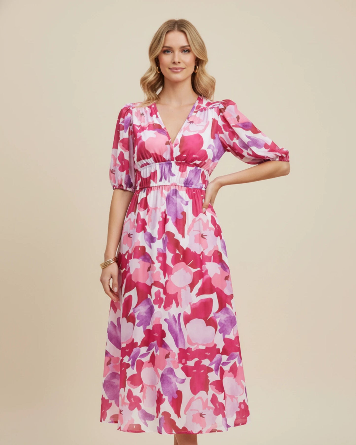 Women's Floral A-Line Midi Dress image
