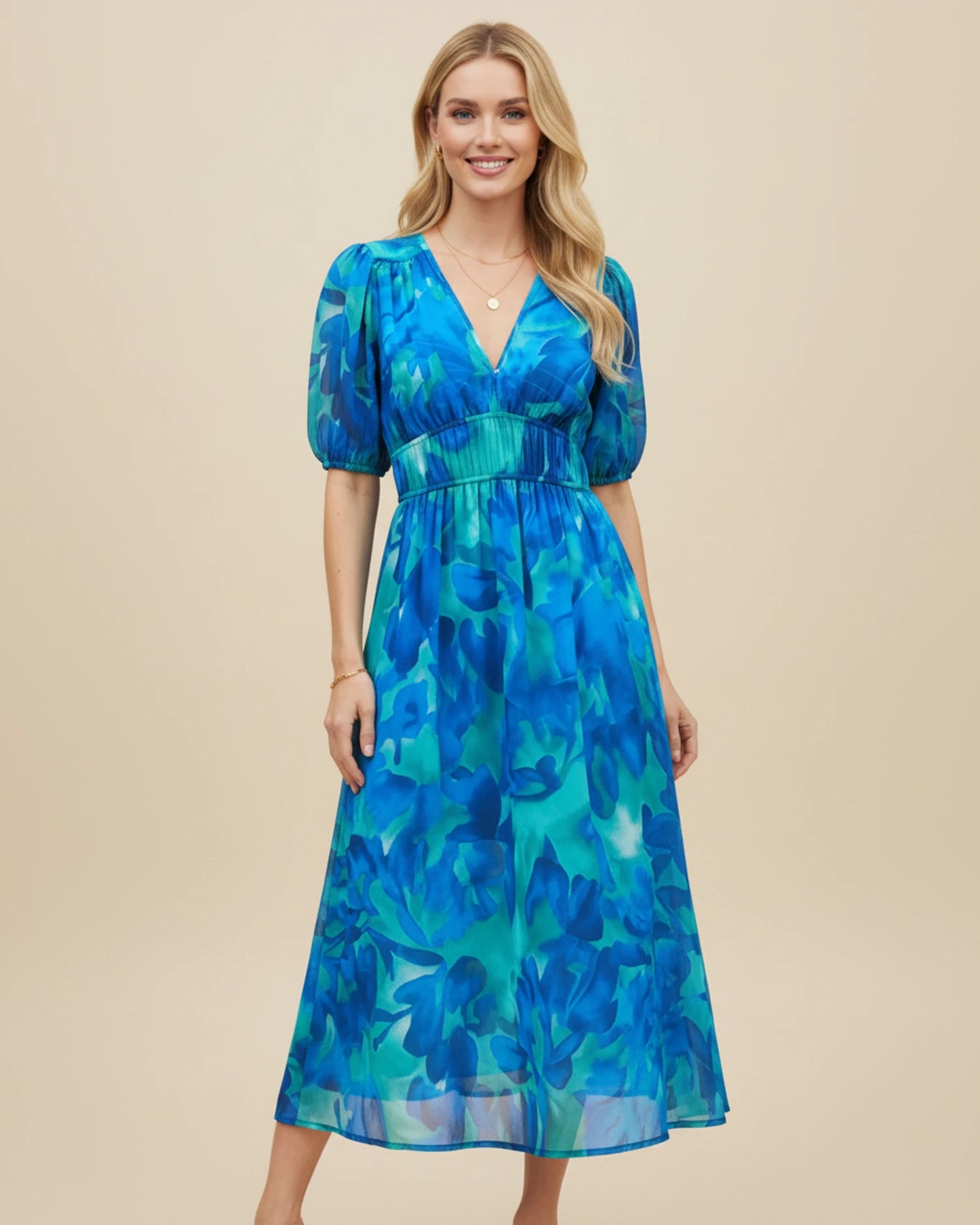 Women's Floral A-Line Midi Dress image