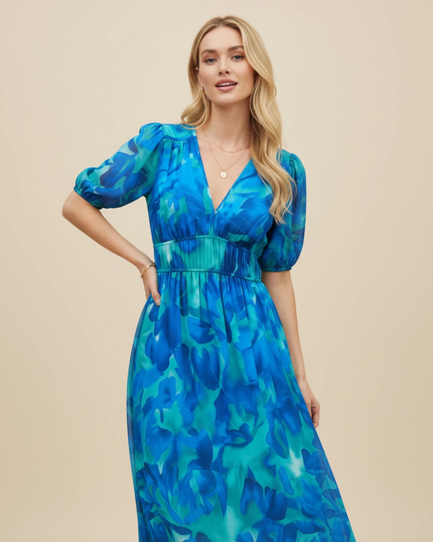 Women's Floral A-Line Midi Dress image