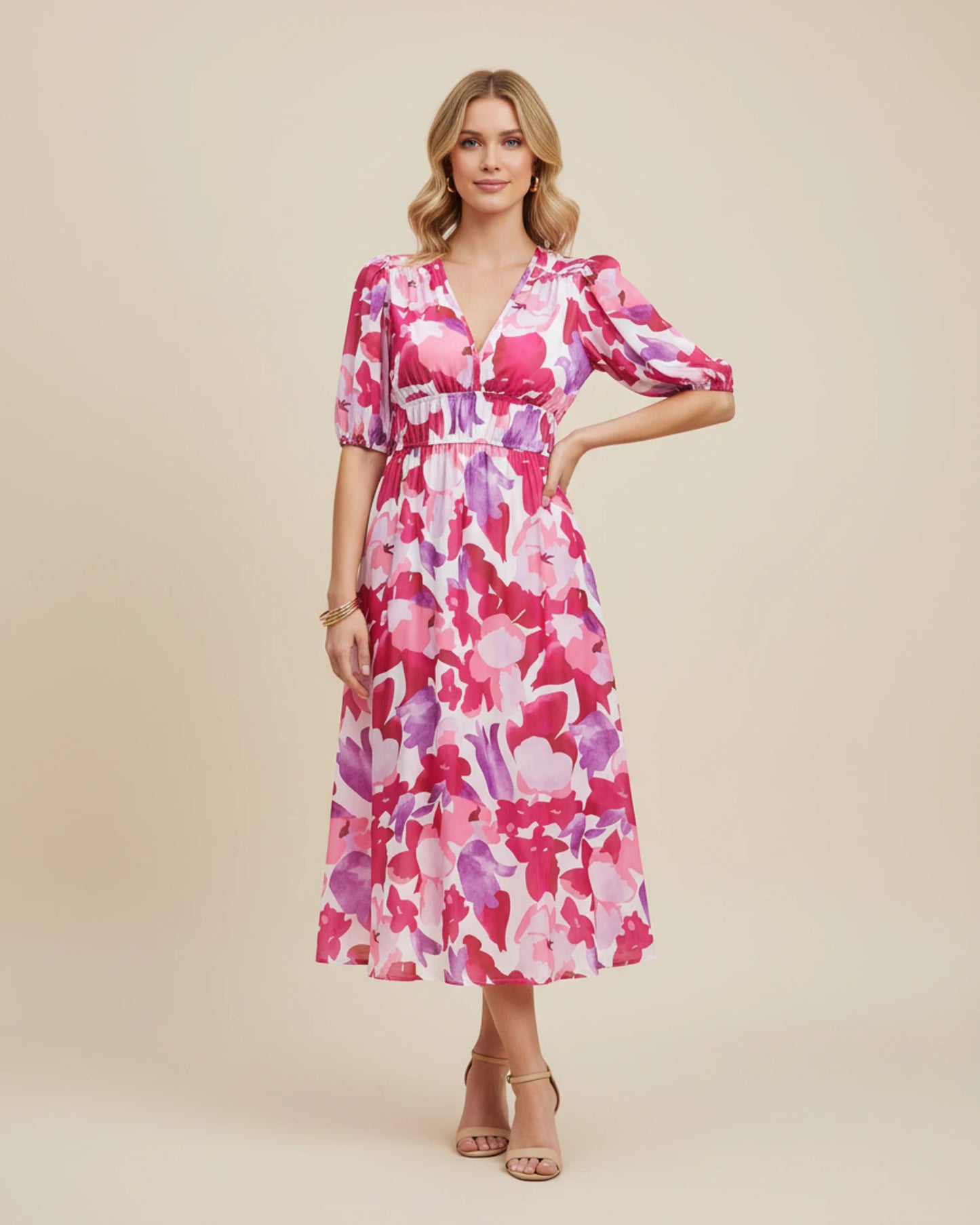 Women's Floral A-Line Midi Dress image
