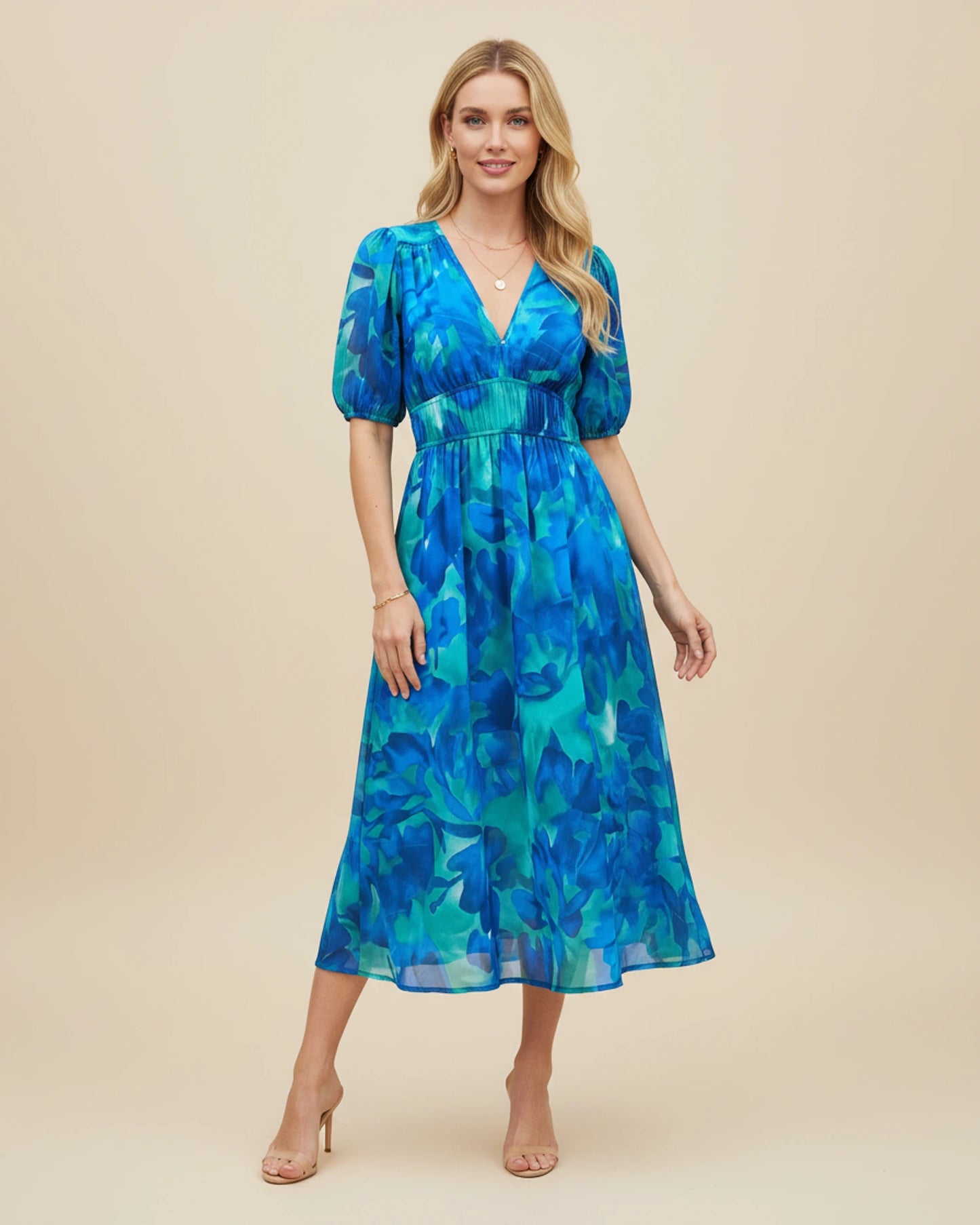 Women's Floral A-Line Midi Dress image