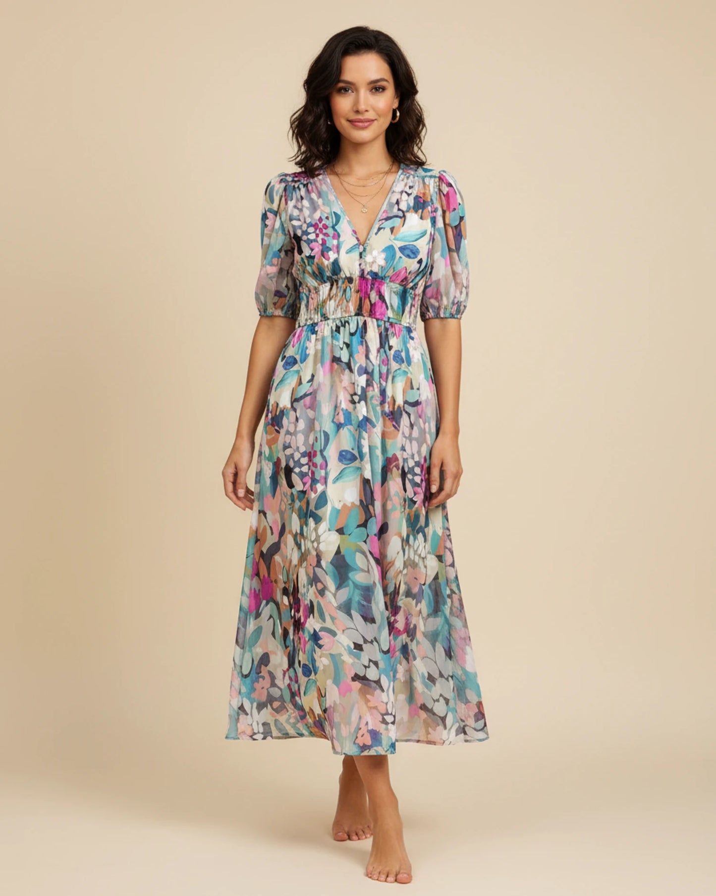 Women's Floral A-Line Midi Dress image