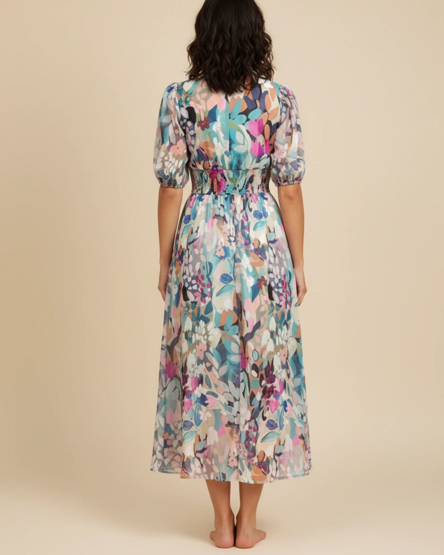 Women's Floral A-Line Midi Dress image