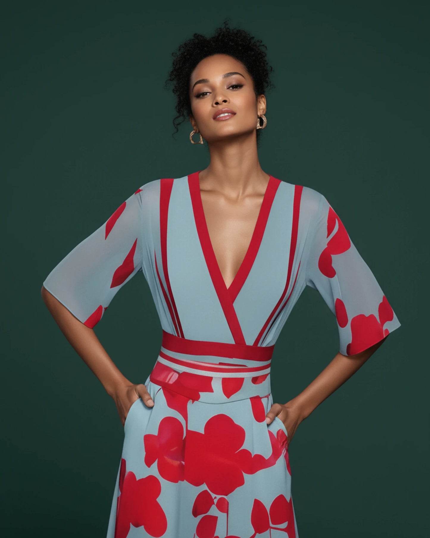 Women's Floral V-Neck Maxi Dress image