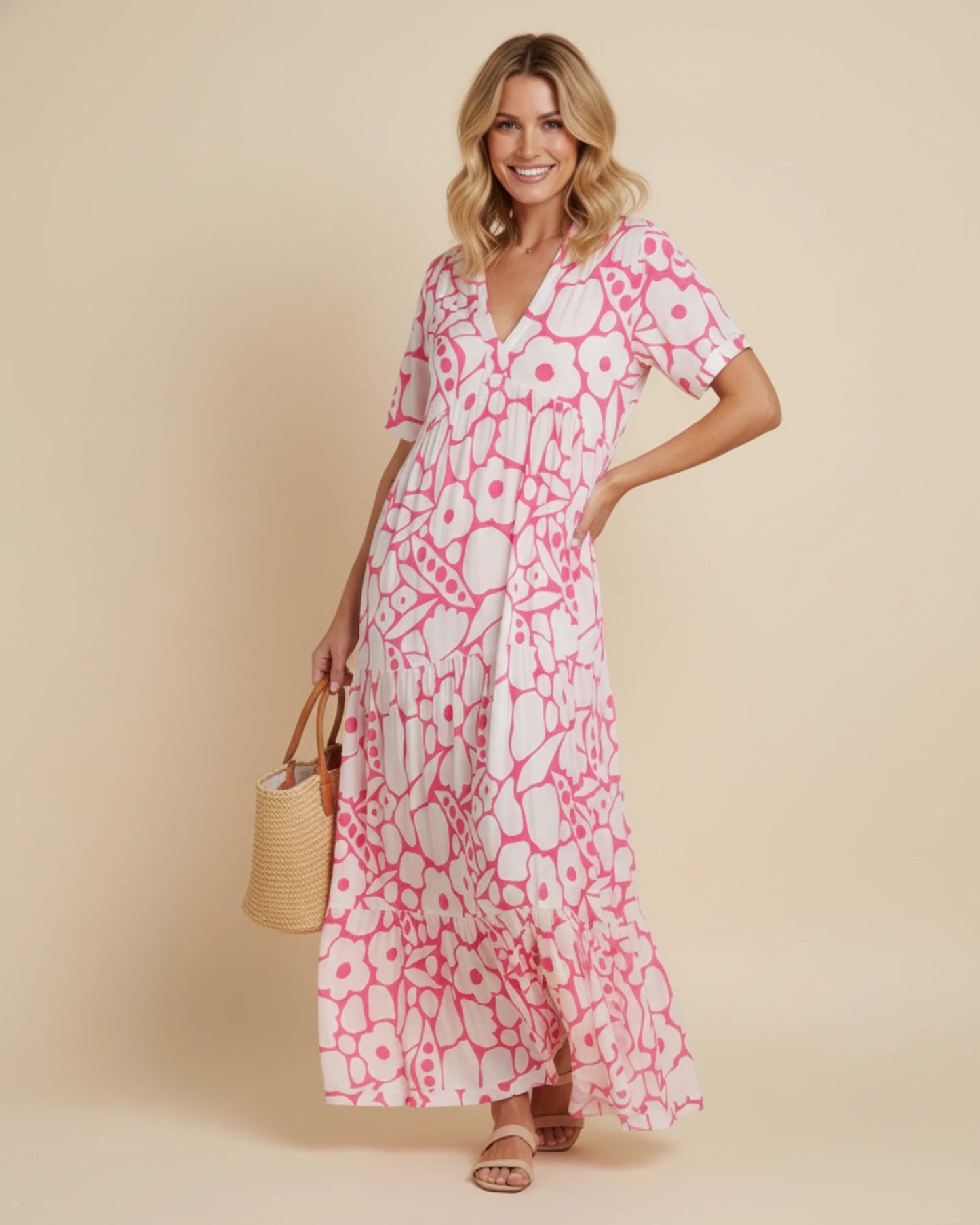 Women's Floral V-Neck Maxi Dress image