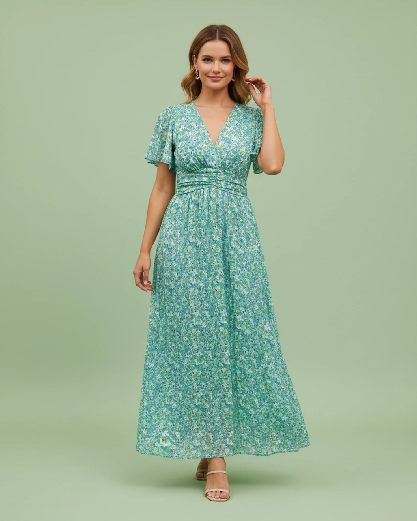 Women's Floral V-Neck Maxi Dress image