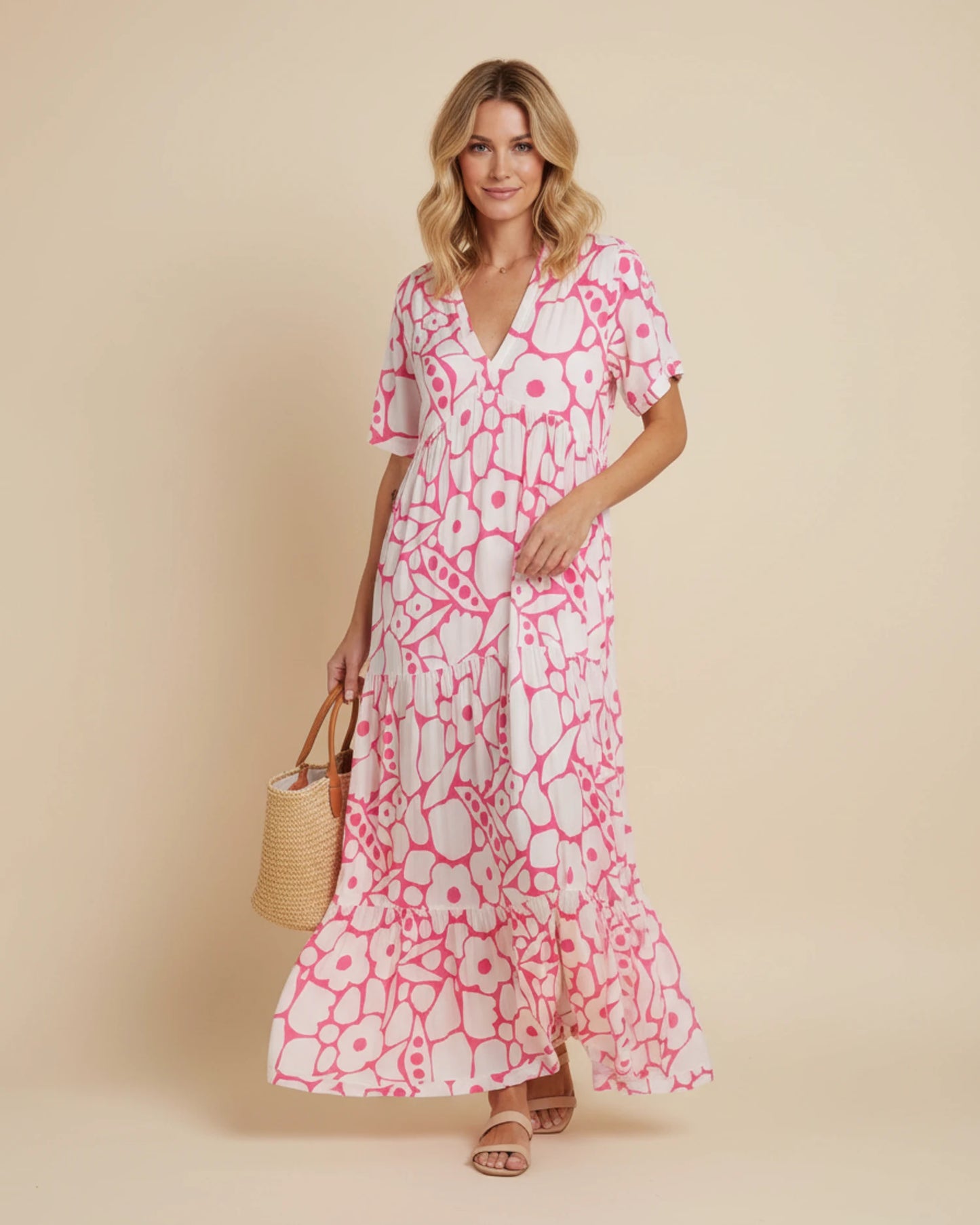 Women's Floral V-Neck Maxi Dress image