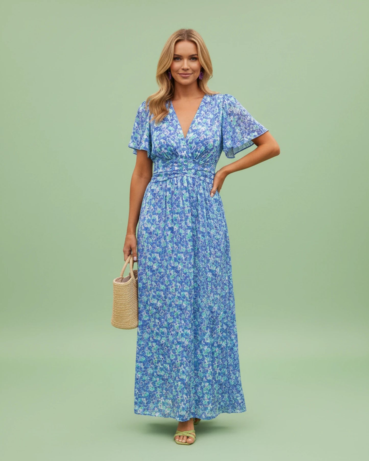 Women's Floral V-Neck Maxi Dress image
