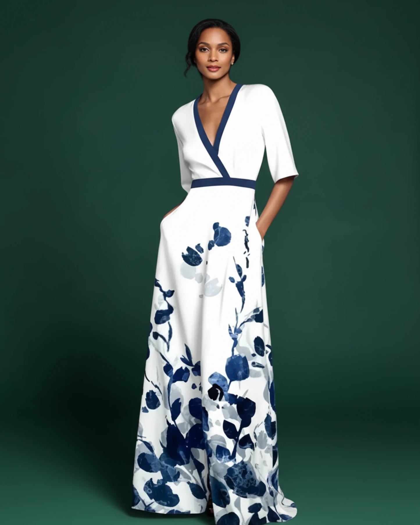 Women's Floral V-Neck Maxi Dress image