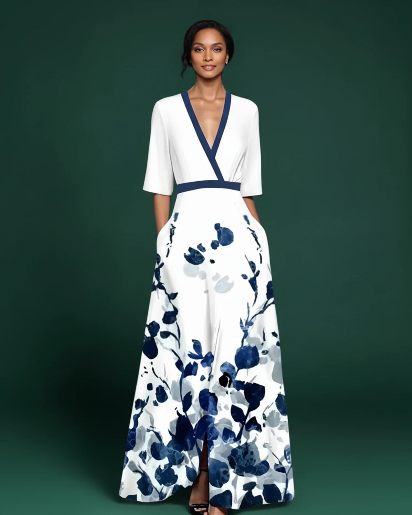 Women's Floral V-Neck Maxi Dress image