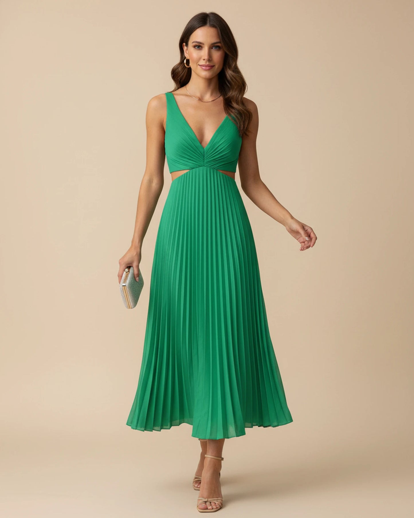 Women's Pleated A-Line Midi Dress image