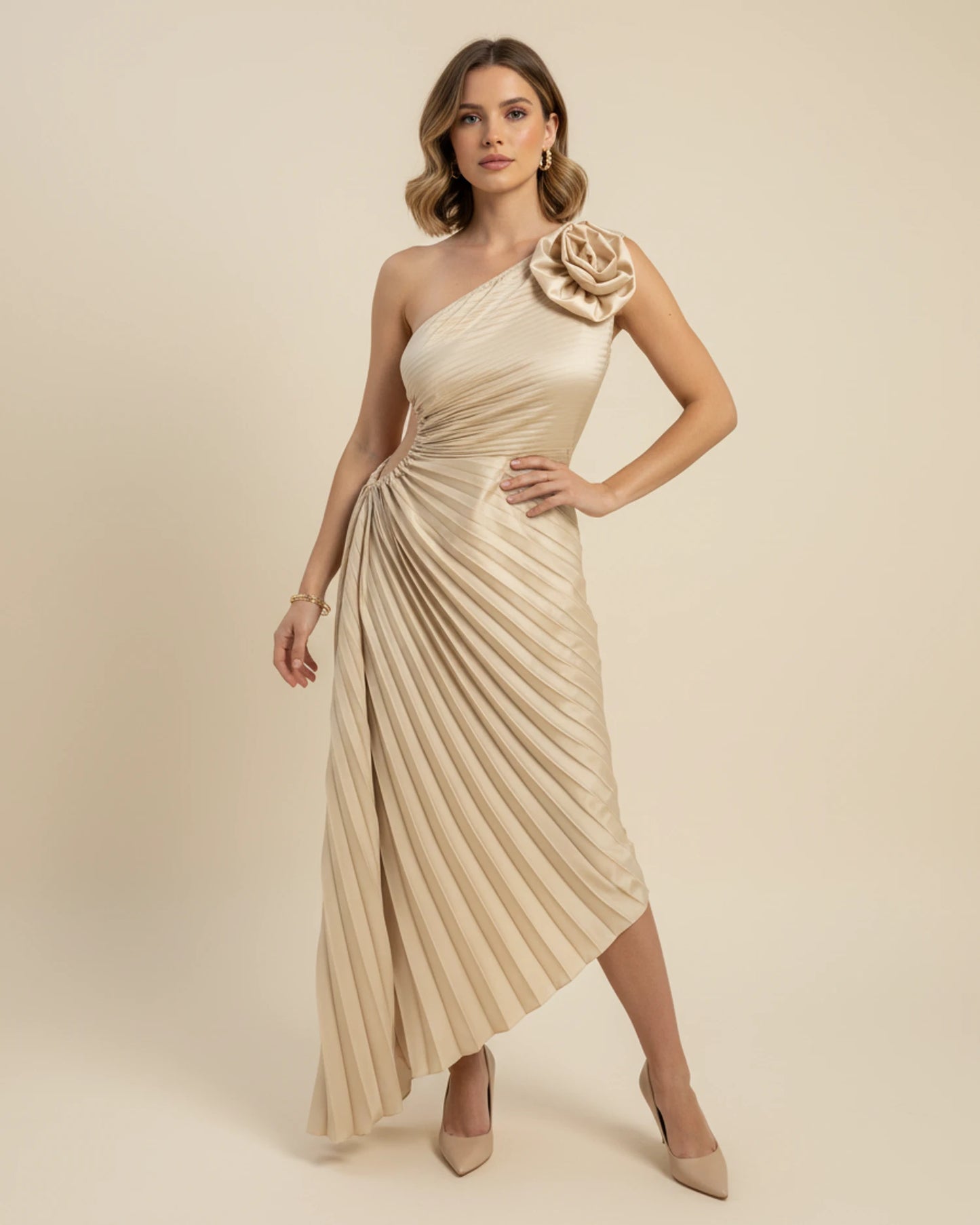 Women's Pleated A-Line Midi Dress image