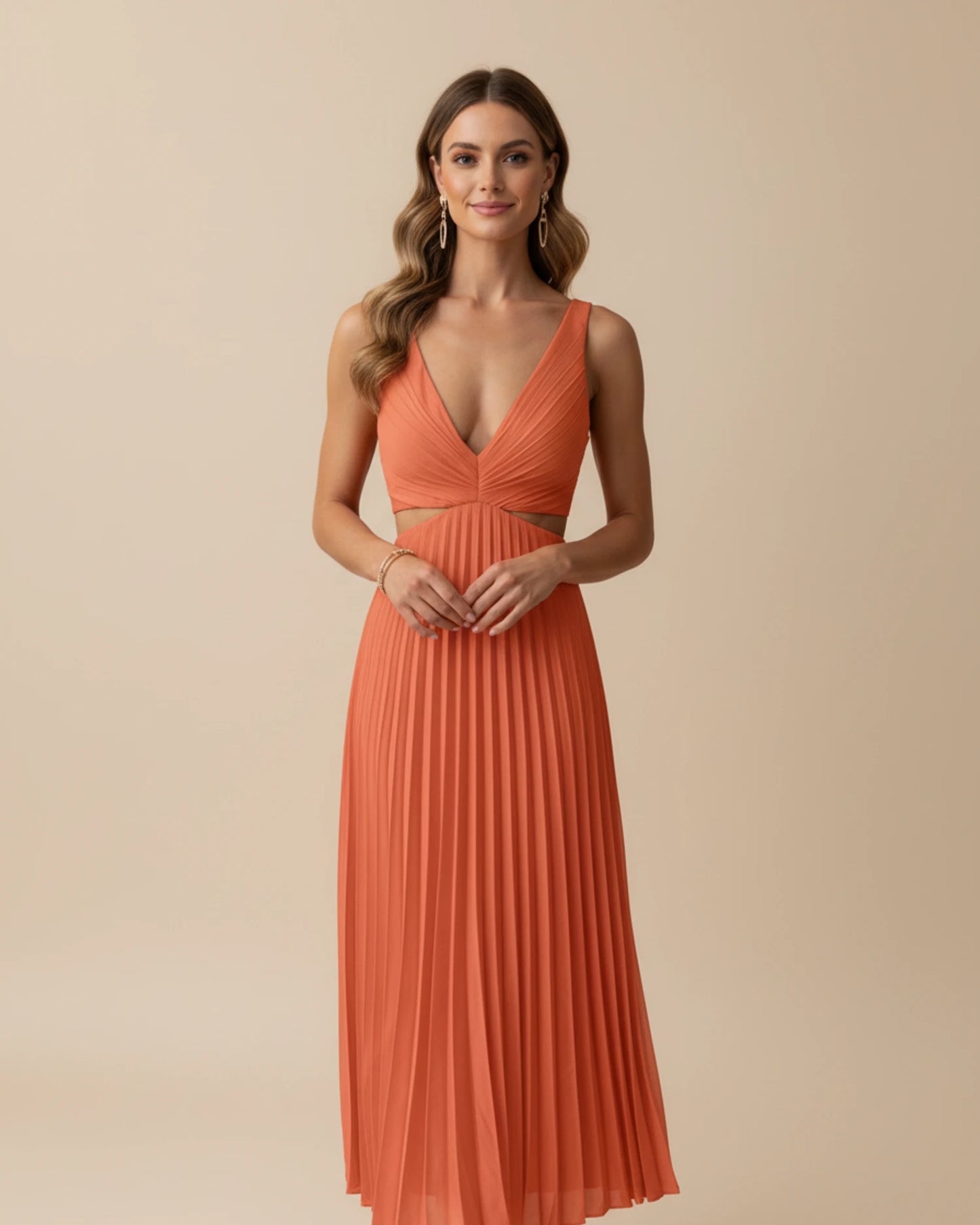 Women's Pleated A-Line Midi Dress image