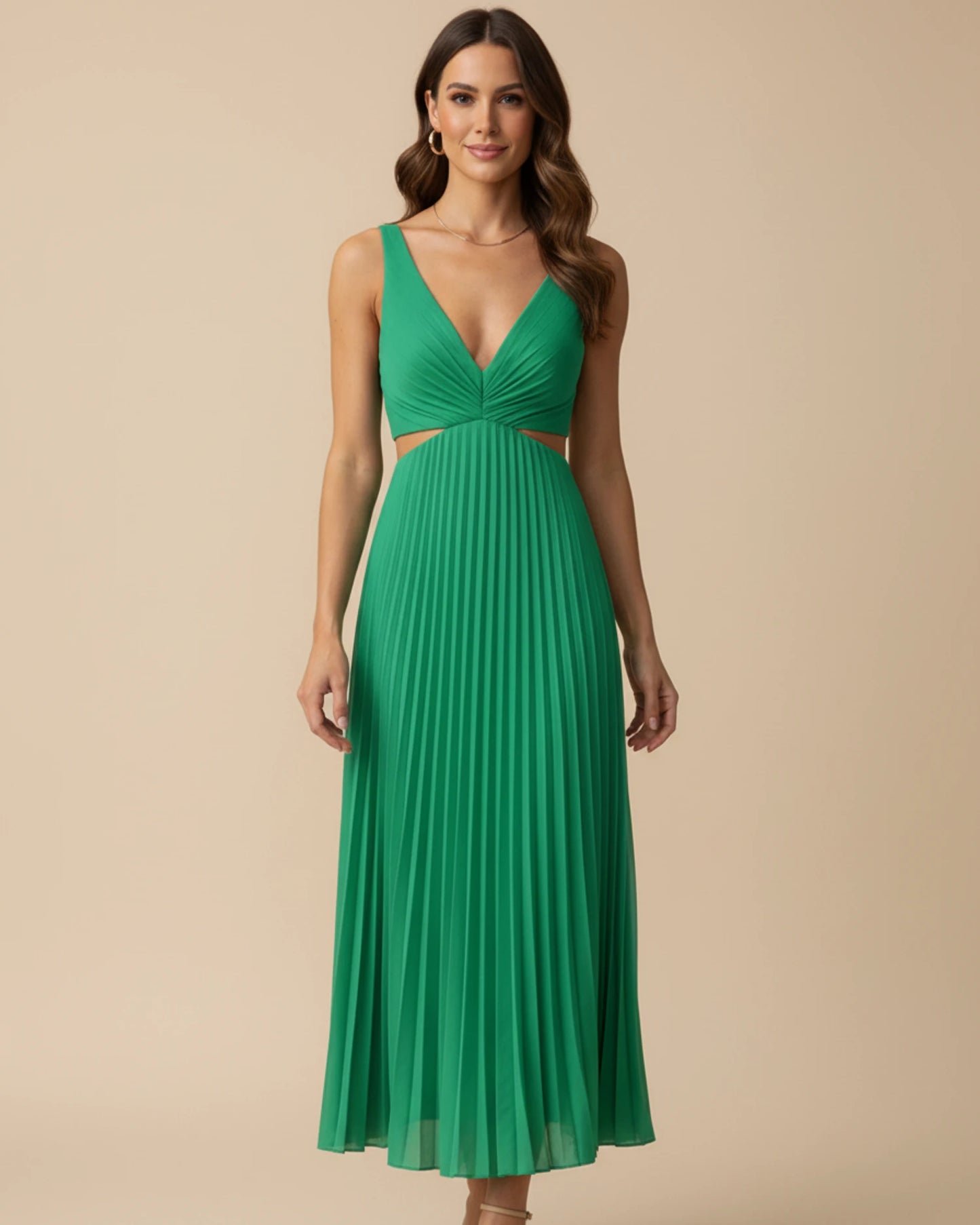 Women's Pleated A-Line Midi Dress image