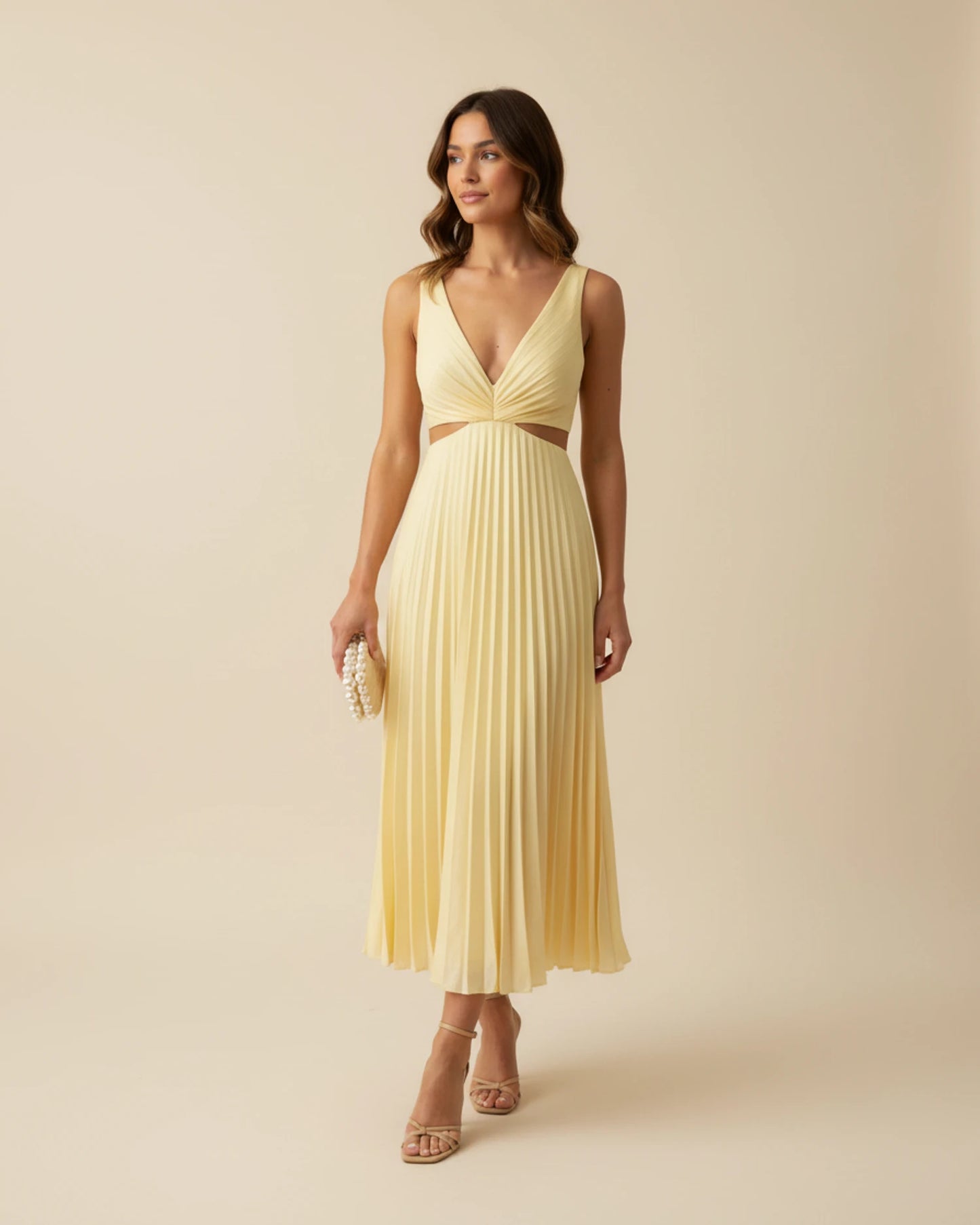 Women's Pleated A-Line Midi Dress image