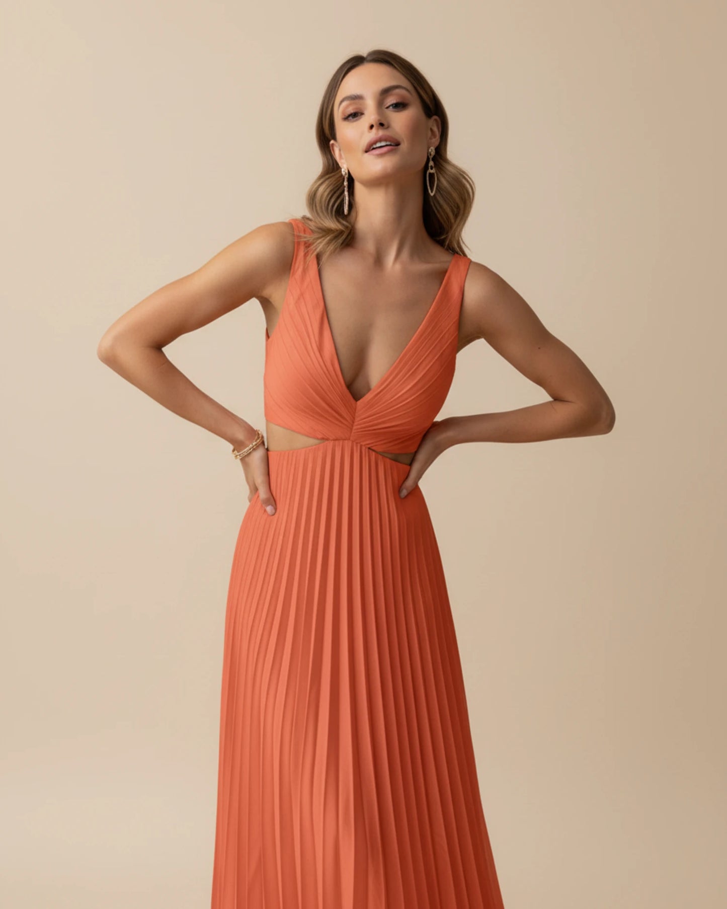 Women's Pleated A-Line Midi Dress image