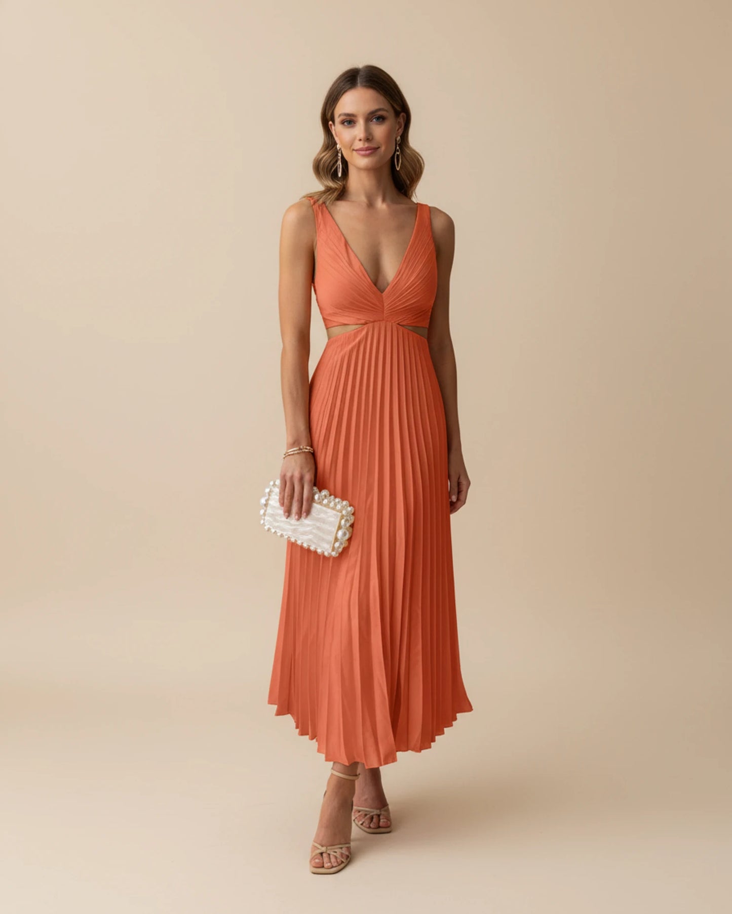 Women's Pleated A-Line Midi Dress image