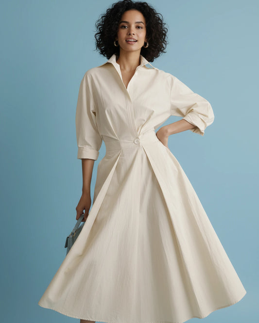 Women's Pocketed A-Line Midi Dress image