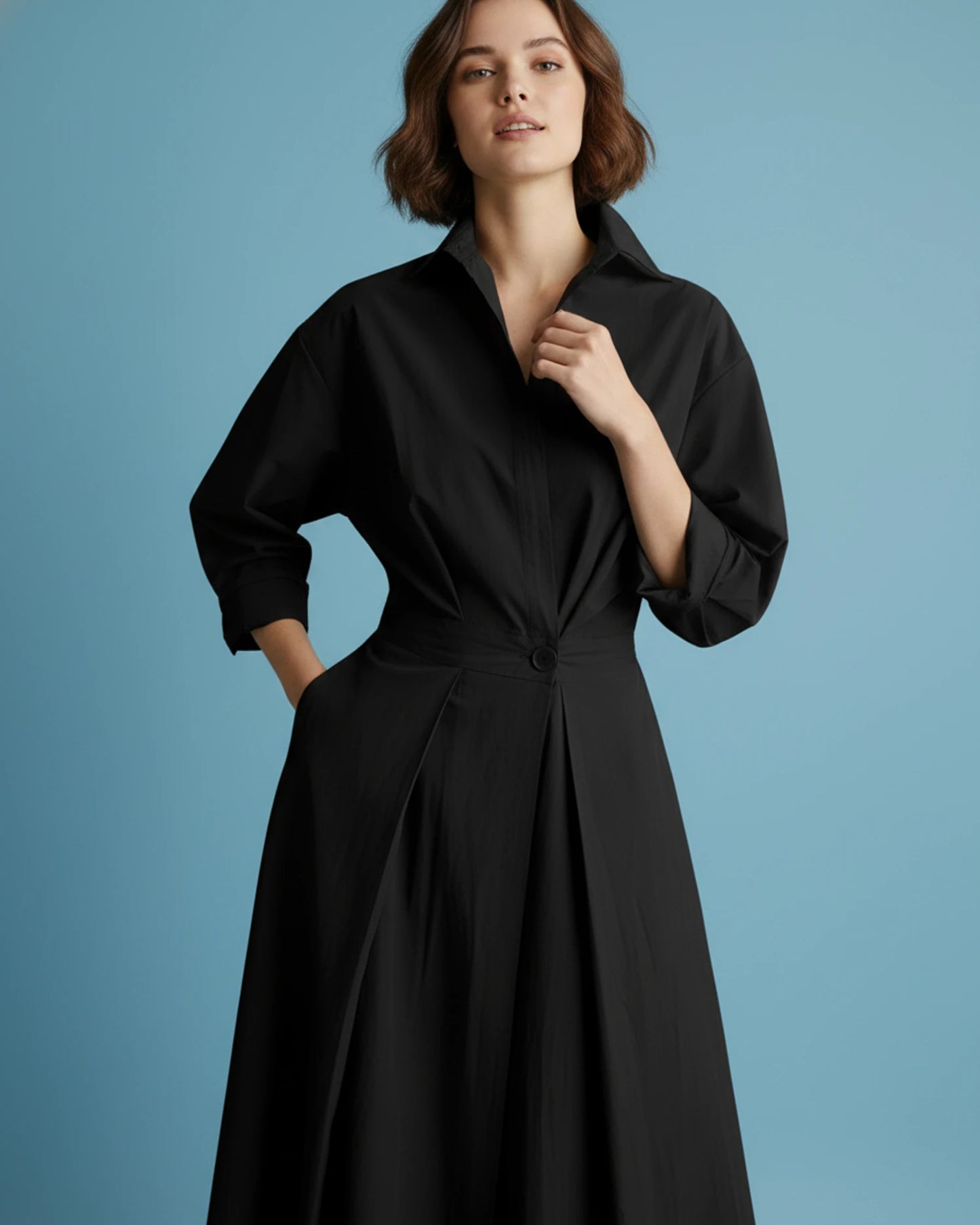 Women's Pocketed A-Line Midi Dress image