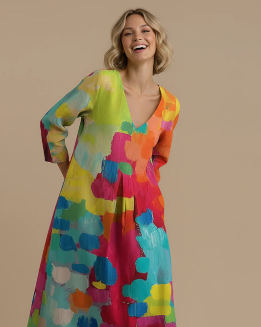 Women's Printed A-Line Midi Dress image