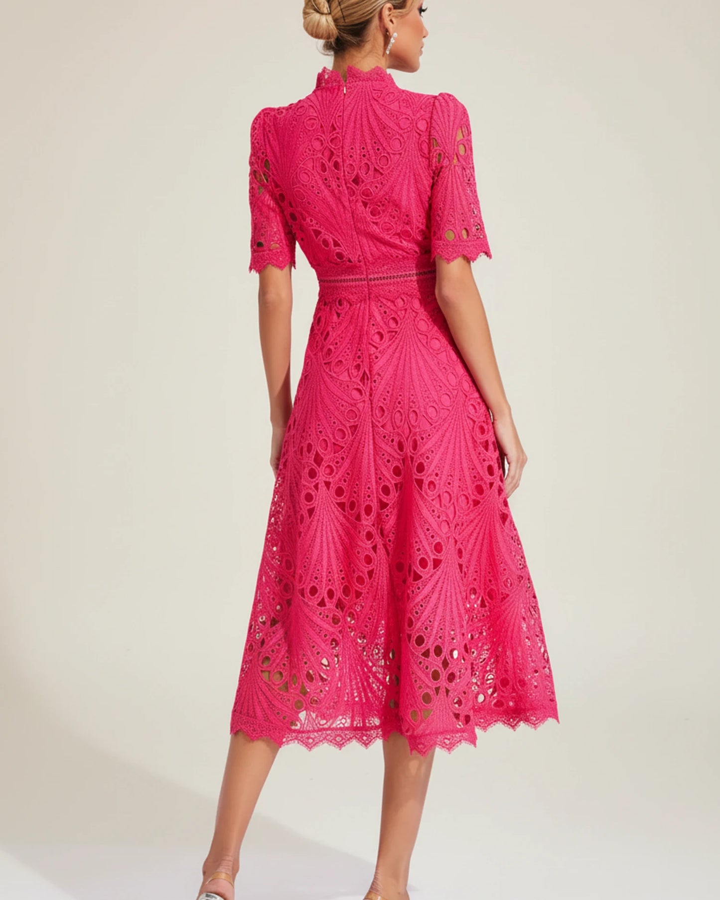 Women's Short Sleeve A-Line Midi Dress image