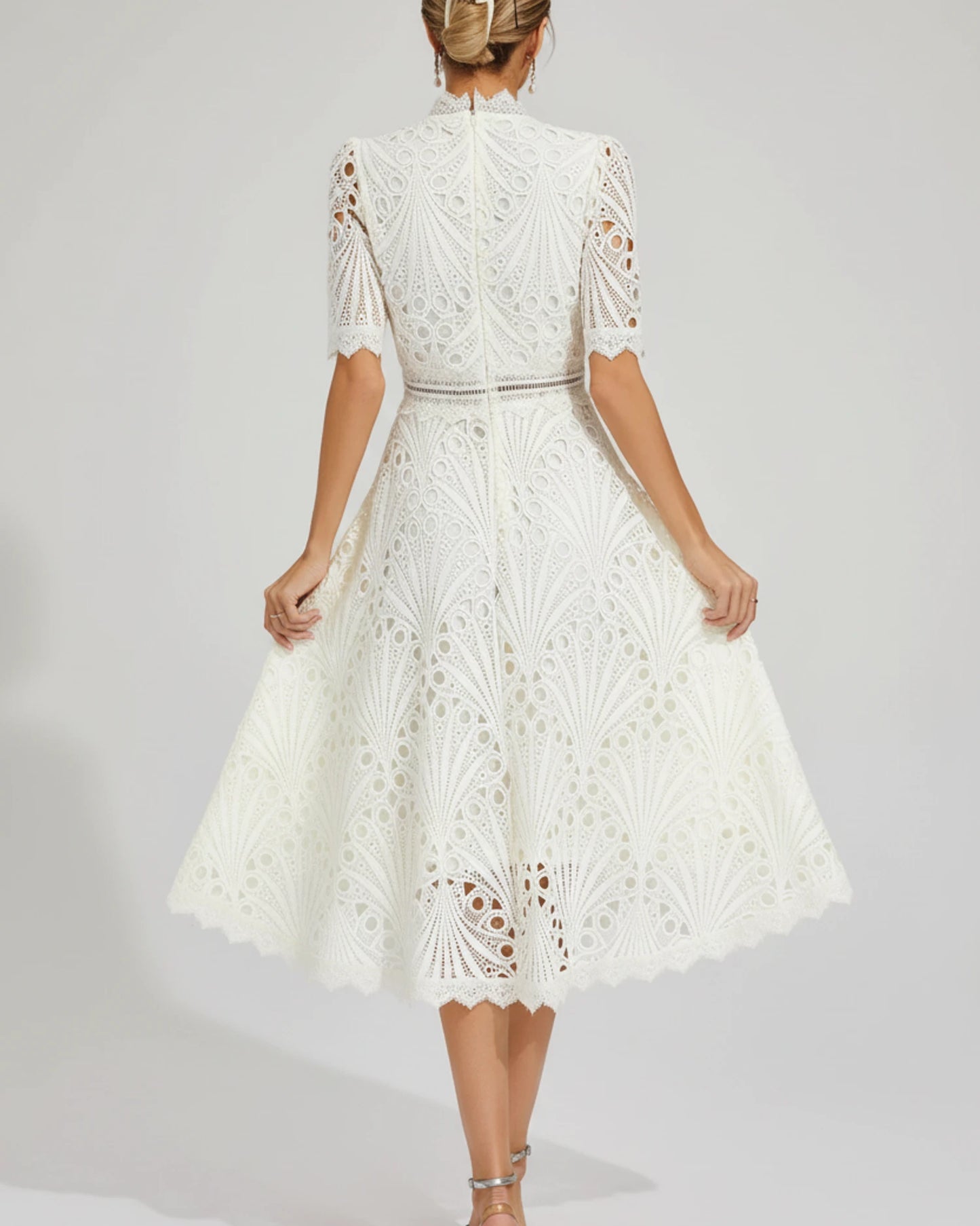 Women's Short Sleeve A-Line Midi Dress image