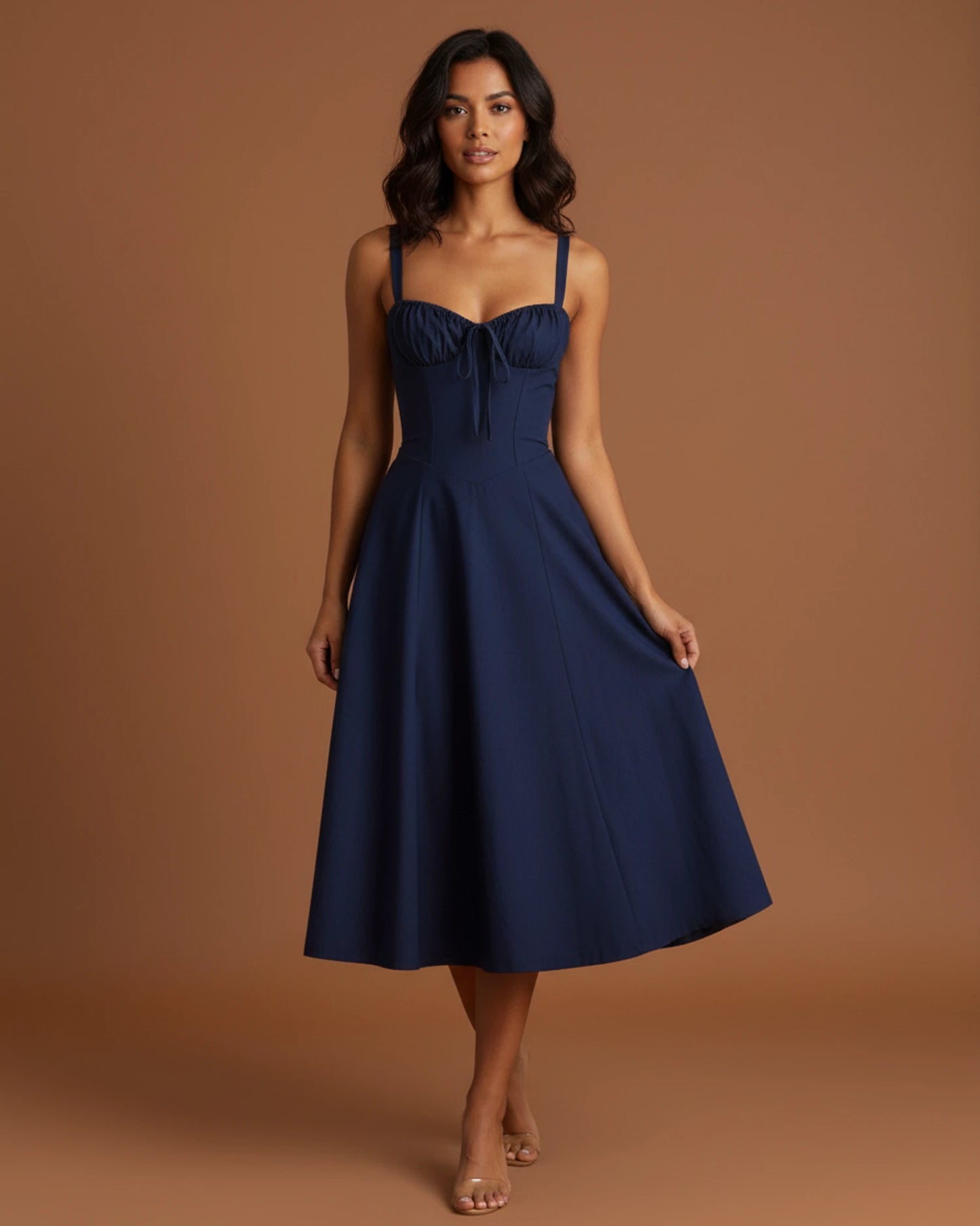 Women's Spaghetti Strap A-Line Midi Dress image