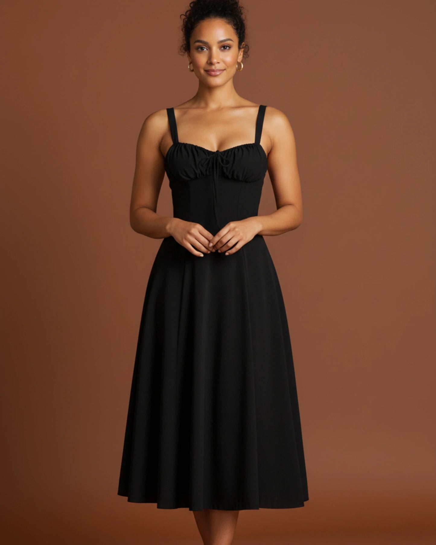 Women's Spaghetti Strap A-Line Midi Dress image
