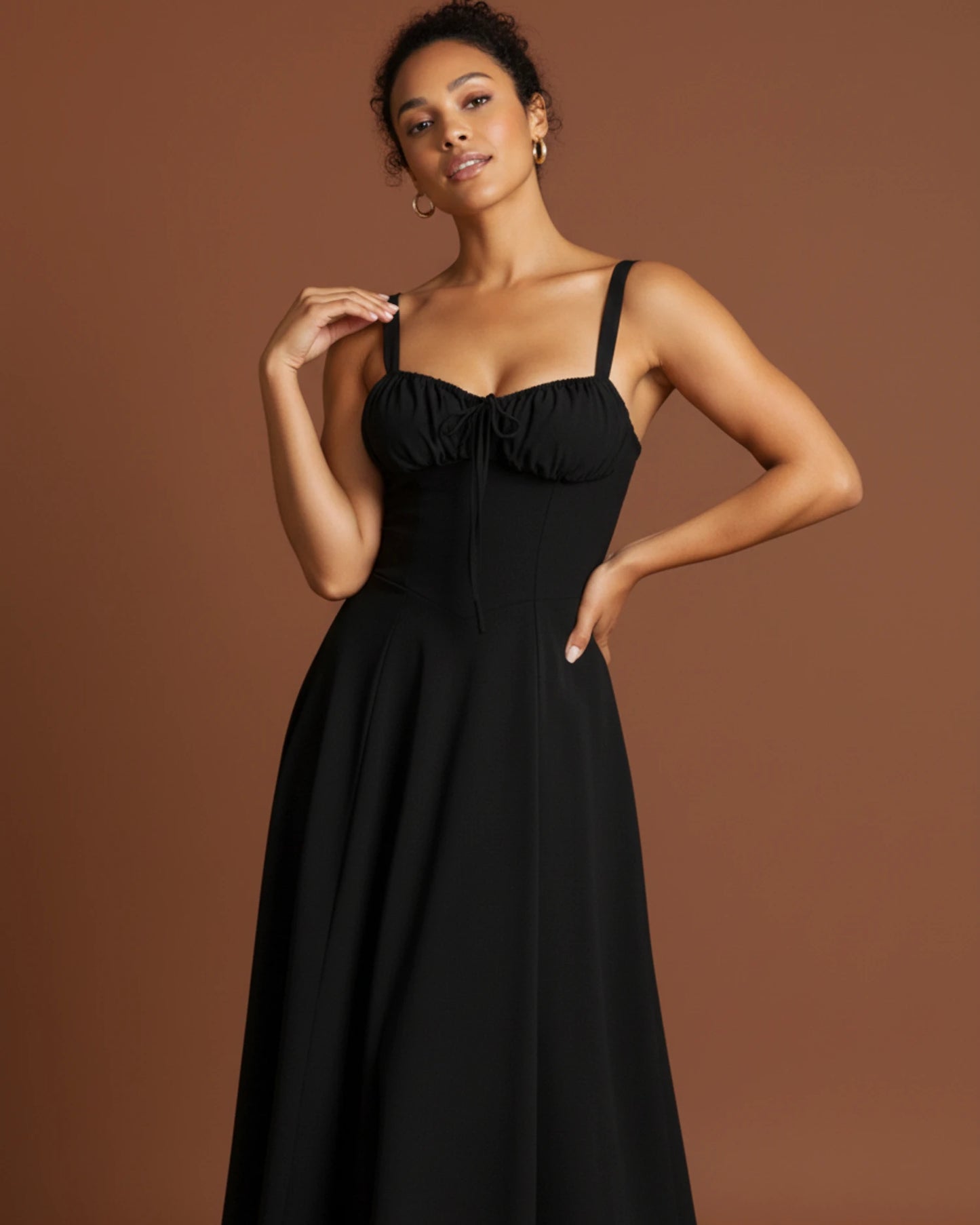 Women's Spaghetti Strap A-Line Midi Dress image