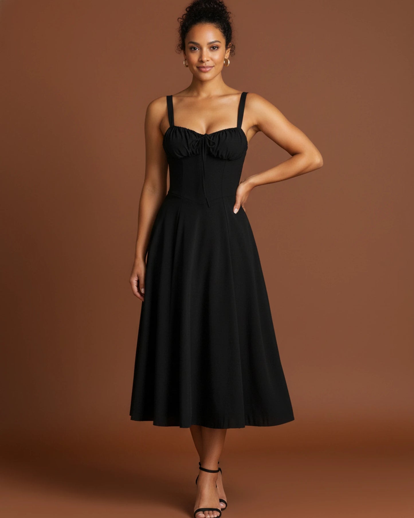 Women's Spaghetti Strap A-Line Midi Dress image