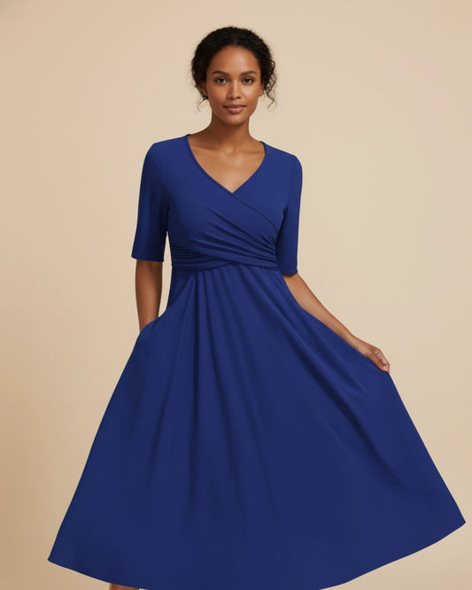 Women's V-Neck A-Line Midi Dress image