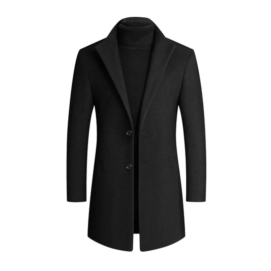 Image of Andrew | Men's Notched Lapel Mid-Length Overcoat