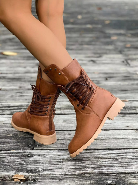 Image of Christine | Women's Lace-Up Mid-Calf Boots