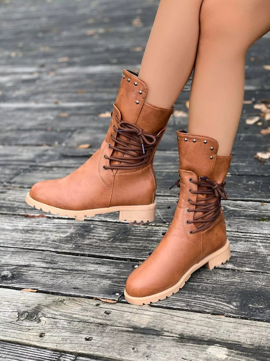 Image of Christine | Women's Lace-Up Mid-Calf Boots