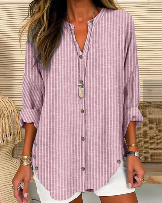 Image of Christy | Women's Button-Down Striped Blouse