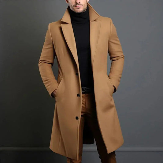Image of Edison | Men's Slim-Fit Long Overcoat