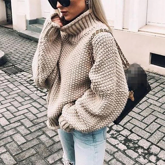 Image of Jade | Women's Oversized Chunky Knit Turtleneck Sweater