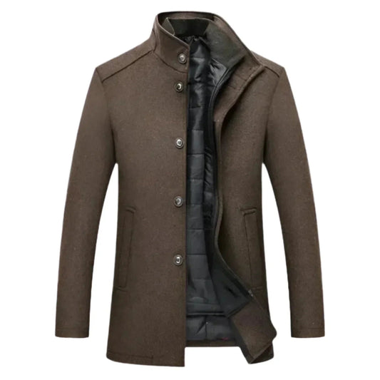 Image of Jed | Men's Mid-Length Stand Collar Overcoat