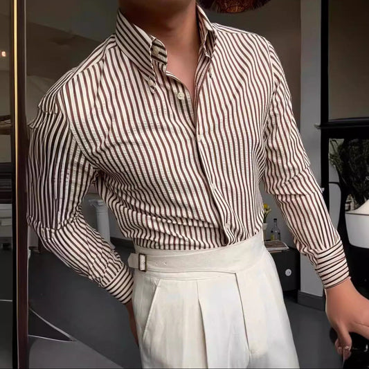 Image of Joaquin | Men's Long Sleeve Striped Button-Up Shirt