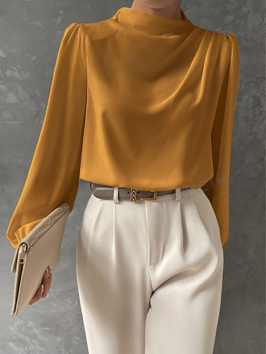 Image of Kara | Women's Long Sleeve Draped Blouse