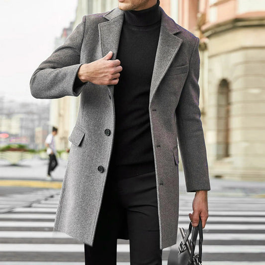 Image of Kendall | Men's Mid-Length Notched Lapel Overcoat