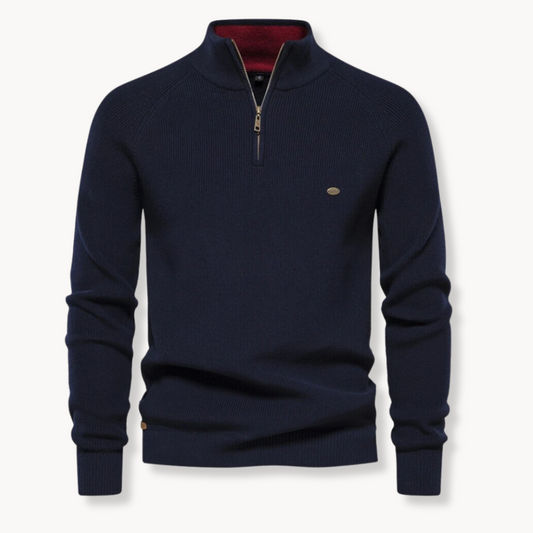 Image of Landon | Men's Quarter Zip Ribbed Knit Sweater