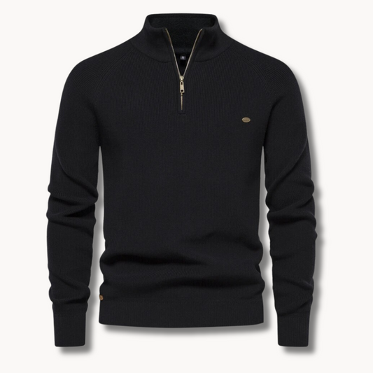 Image of Landon | Men's Quarter Zip Ribbed Knit Sweater