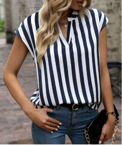 Image of Lexi | Women's Sleeveless Striped Blouse